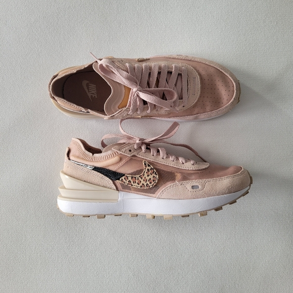 Nike Shoes - NIKE Waffle One Blush Pink Fossil Stone Leopard Sneakers
